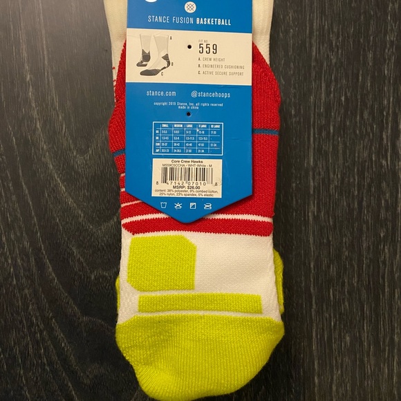 Stance 559 Official NBA Basketball Socks (Heavy cushioning) Yellow Red Discont. - Picture 2 of 2